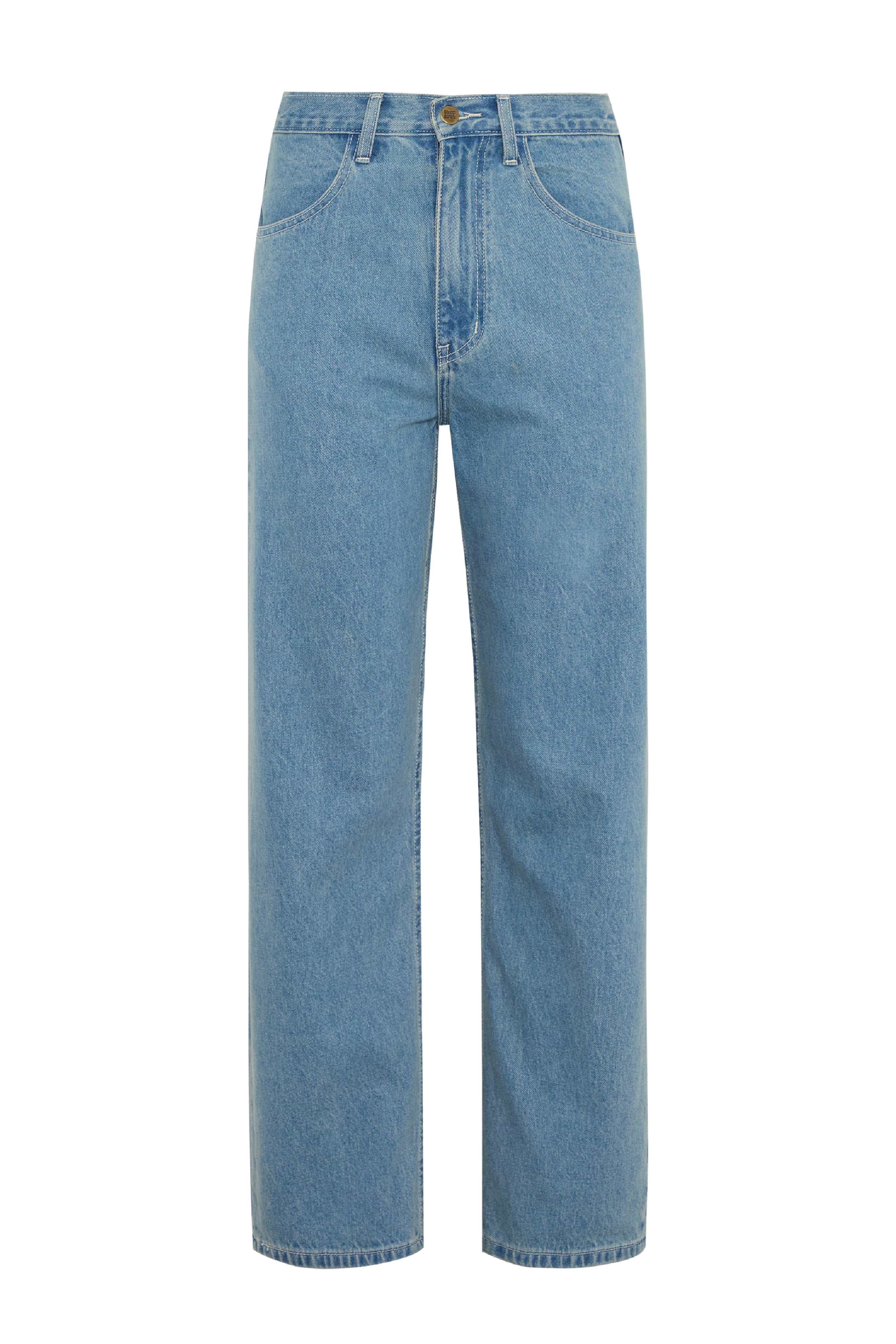 LOW-WAIST BUCKLE JEANS - WASHED BLUE