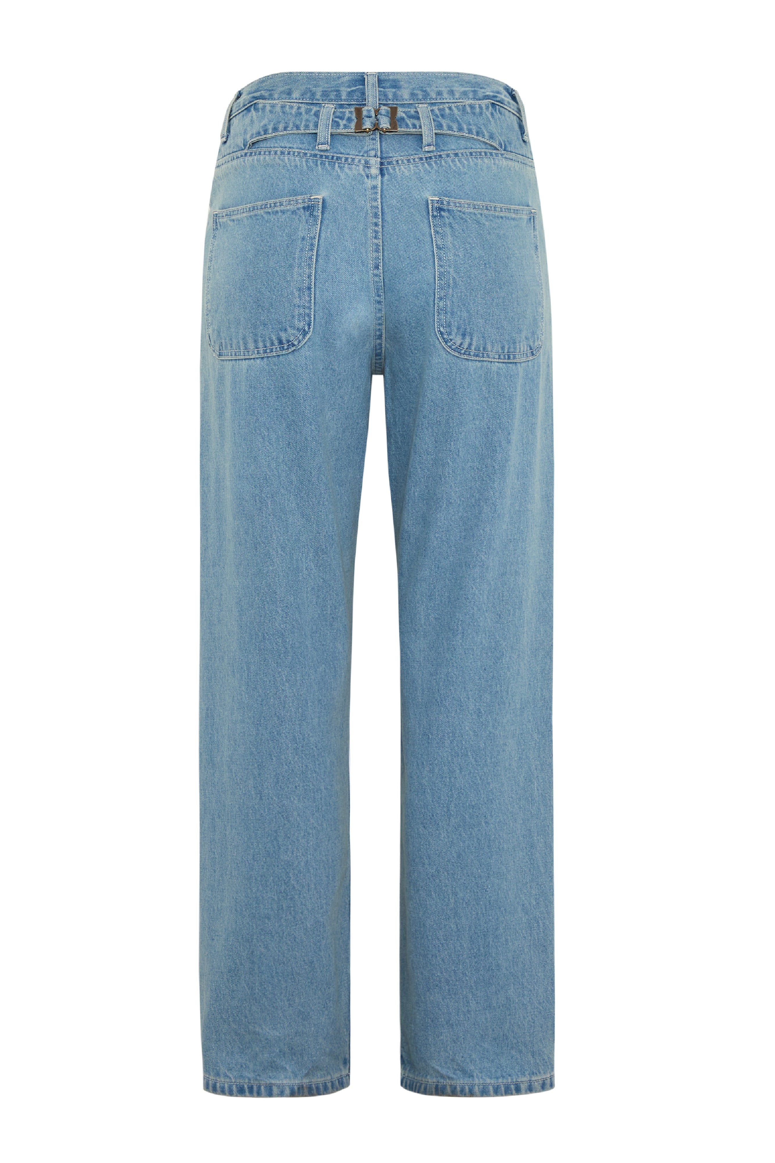 LOW-WAIST BUCKLE JEANS - WASHED BLUE