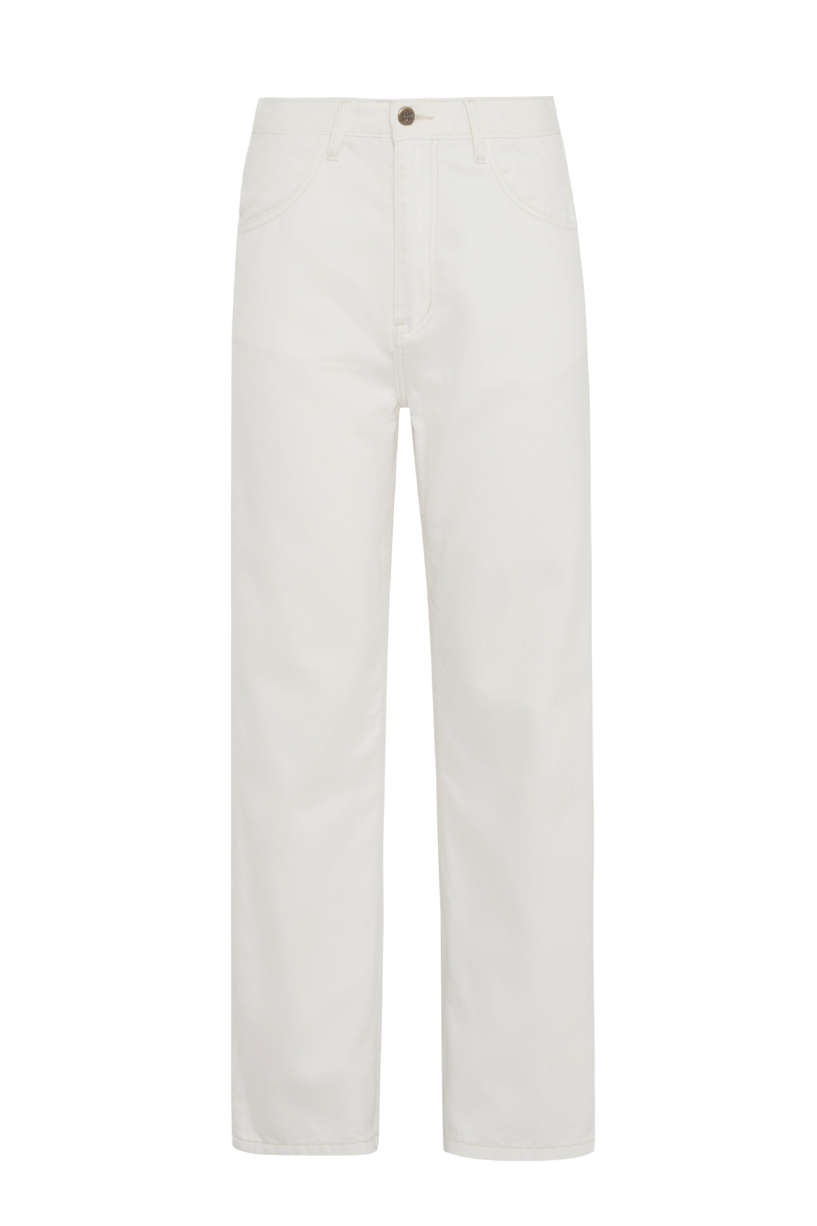 LOW-WAIST BUCKLE JEANS - OFF WHITE