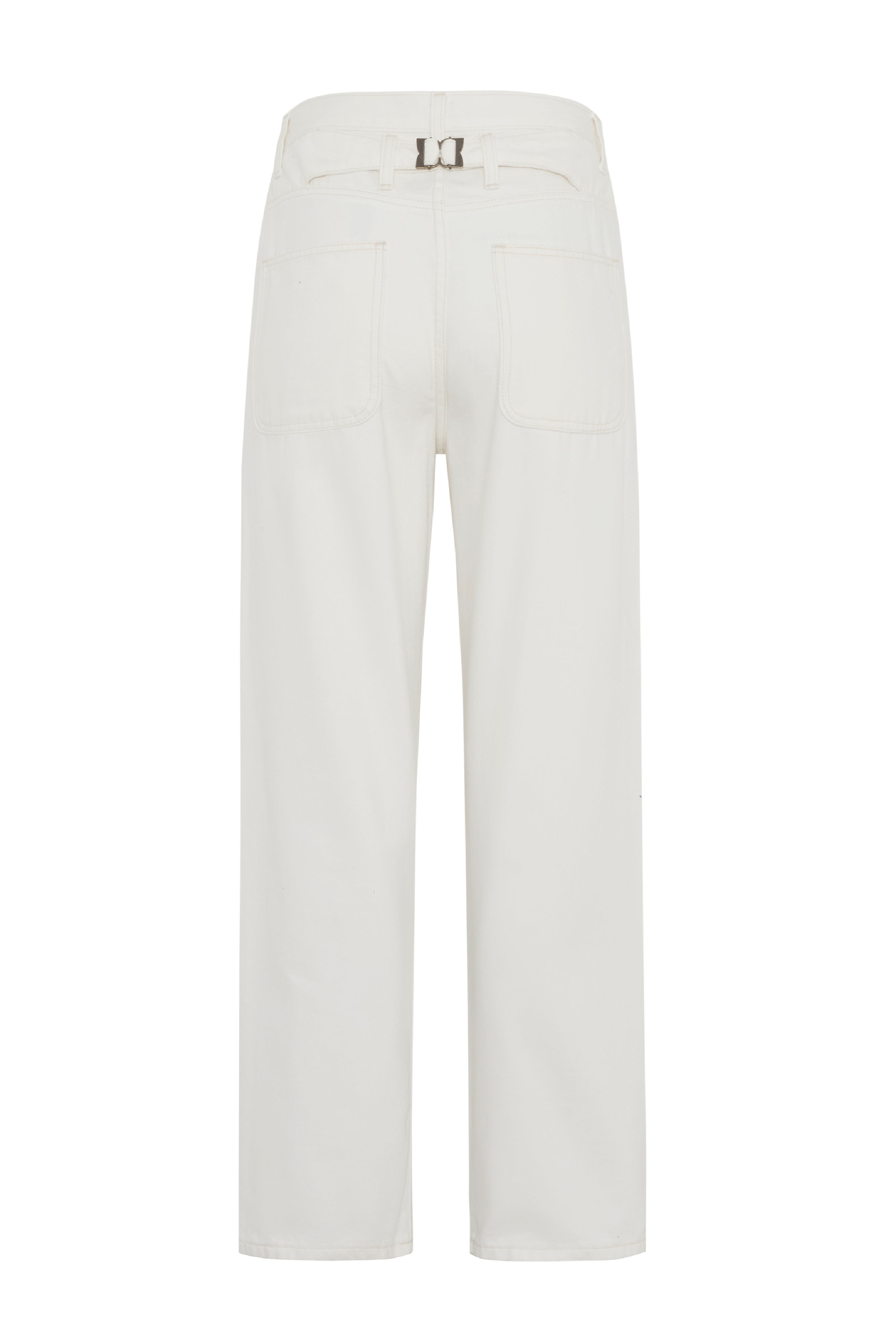 LOW-WAIST BUCKLE JEANS - OFF WHITE