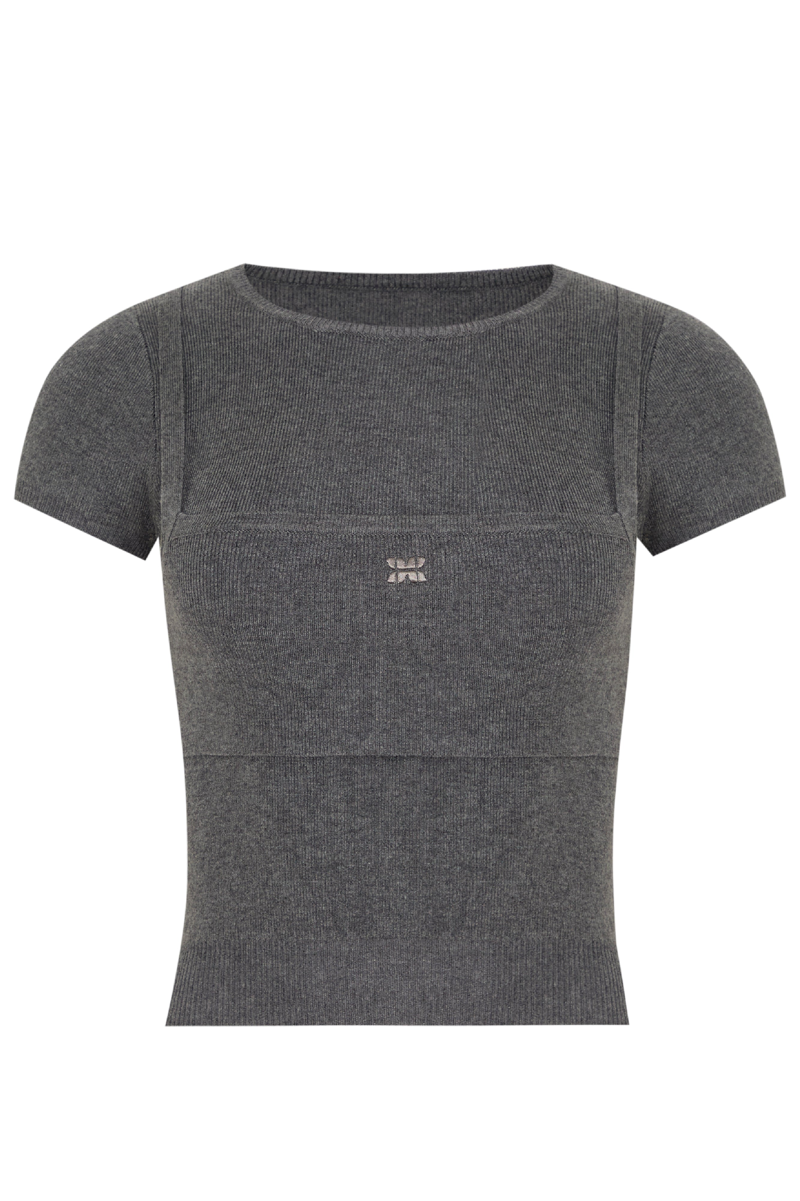 DOUBLE-LAYERED TOP - DARK GREY